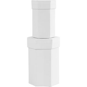 Sekskantede æsker, str. 4,5 + 6 cm - H: 7+9 cm, Hvid